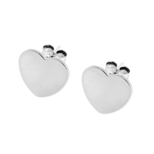 Orecchini Cuore plain 13 mm in ARGENTO 925 Galvanica Rodio