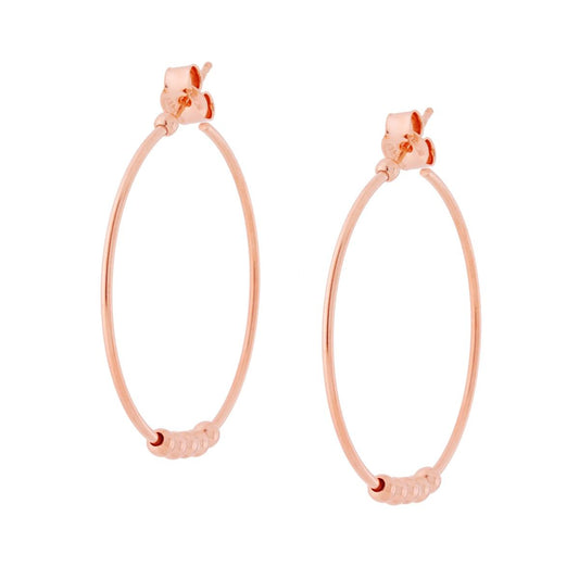 Orecchini Cerchio con Palline lisce in ARGENTO 925 Galvanica Rosa