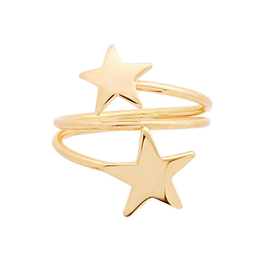 Anello filo con Stelle plain in ARGENTO 925 Galvanica Oro