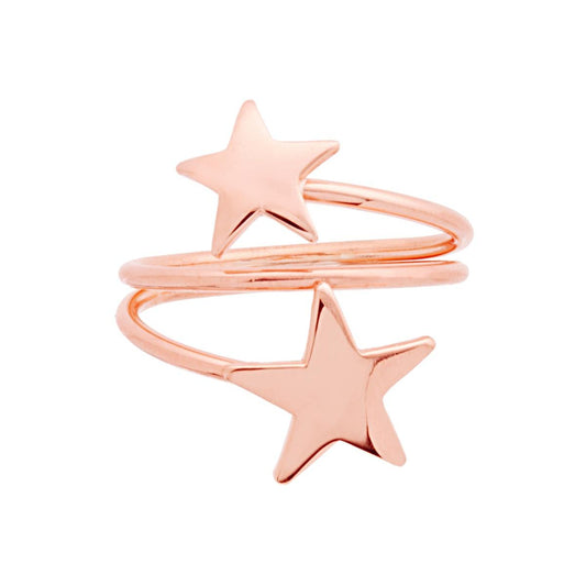 Anello filo con Stelle plain in ARGENTO 925 Galvanica Rosa