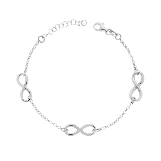 Bracciale Catena Rolo Diamantata con Infinito in ARGENTO 925 Galvanica Rodio