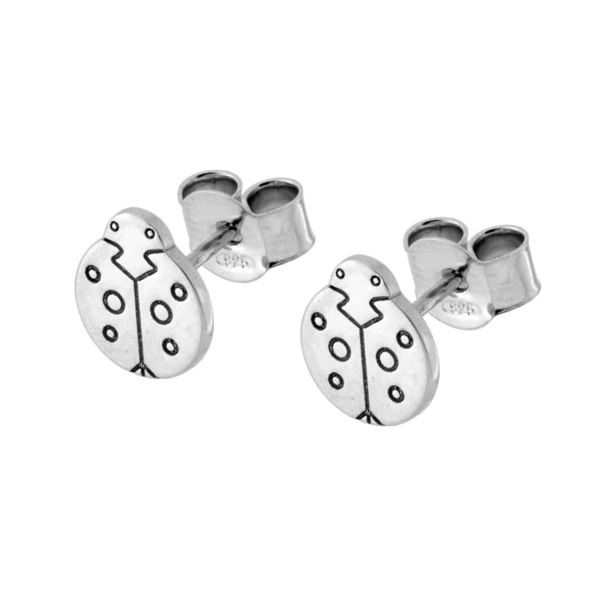 Orecchini Coccinella in ARGENTO 925 Galvanica Rodio