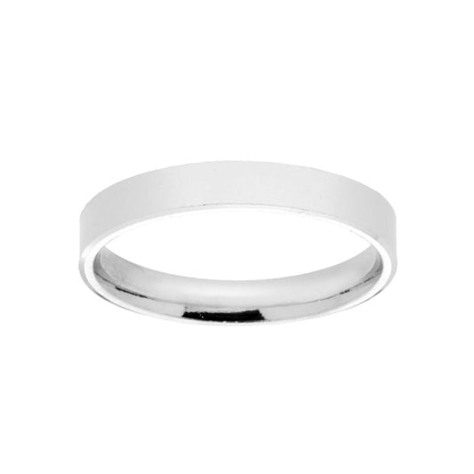 Anello Fede Classica Lucida Piatta mm 3 modello Confort in ARGENTO 925 Galvanica Rodio