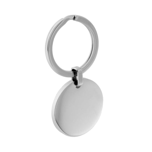 Portachiavi Uomo Donna ad Anello con Piastra Tonda plain mm 30 in ACCIAIO