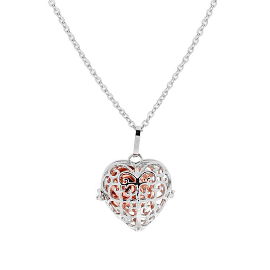 Collana Catena Forzatina Diamantata cm 90 Chiama Angeli Cuore con Sfera Colore Rosa in ACCIAIO e BRONZO