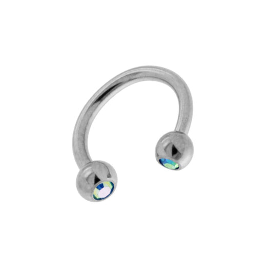 Body Piercing Circular Barbell mm 10 con Palline in mm 3 con Crystal Azzurro Aurora Boreale in ACCIAIO Chirurgico