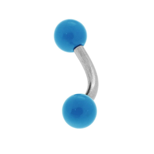 Body Pearcing Banana mm 20 con Palline Azzurre mm 5 in ACCIAIO Chirurgico