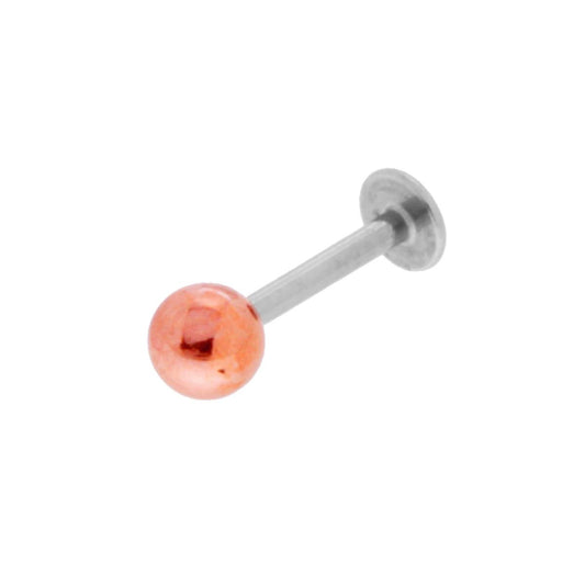 Body Piercing Labret mm 12.5 con Pallina Galvanica Rosa mm 4 in ACCIAIO Chirurgico