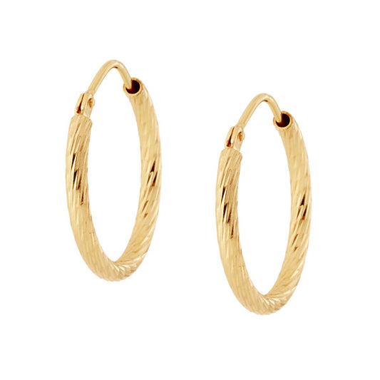 Orecchini a Cerchio mm 20 con Canna Diamantata mm 2 in ARGENTO 925 Galvanica Oro
