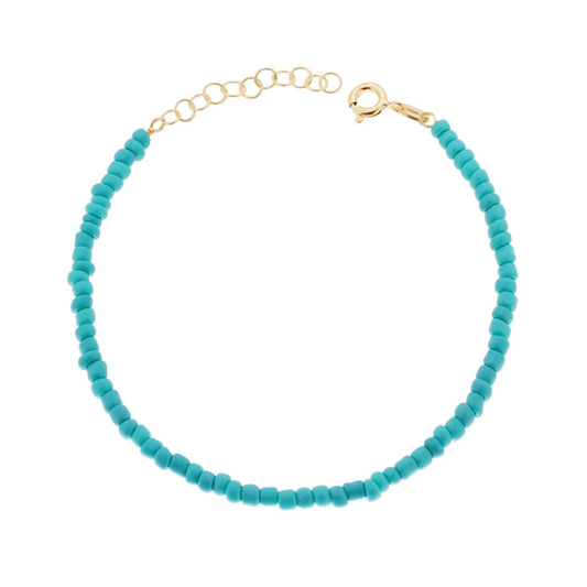Bracciale con Perline Azzurro in ARGENTO 925 Galvanica Oro