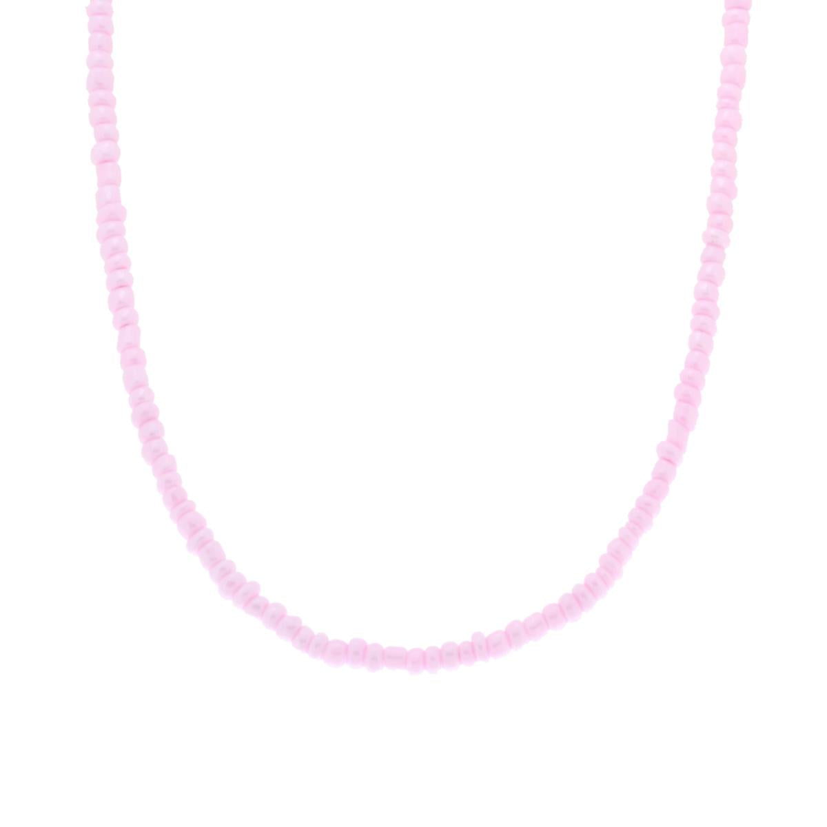 Collana con Perline Rosa in ARGENTO 925 Galvanica Oro