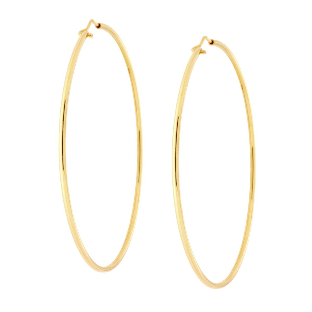 Orecchini a Cerchio mm 80 con Canna tonda liscia mm 2 in ARGENTO 925 Galvanica Oro