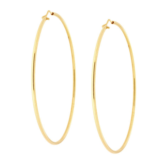 Orecchini a Cerchio mm 80 con Canna tonda liscia mm 2 in ARGENTO 925 Galvanica Oro