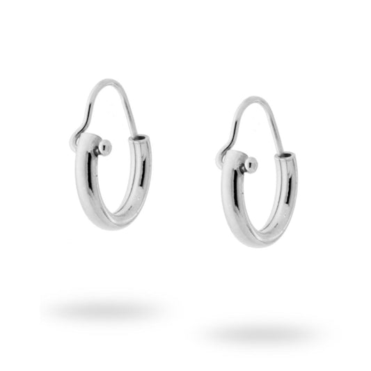 Orecchini a Cerchio mm 12 con Canna tonda liscia mm 2 in ARGENTO 925 Galvanica Rodio