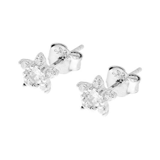 Orecchini Stella con Zirconi Bianchi in ARGENTO 925 Galvanica Rodio