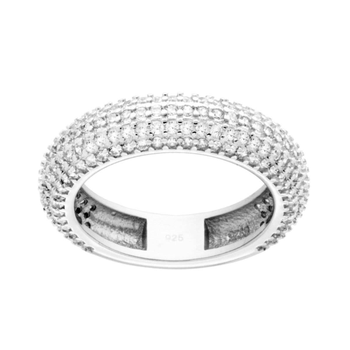 Anello Fascia modello Eternity Veretta con Cubic Zirconia Bianchi in ARGENTO 925 Galvanica Rodio