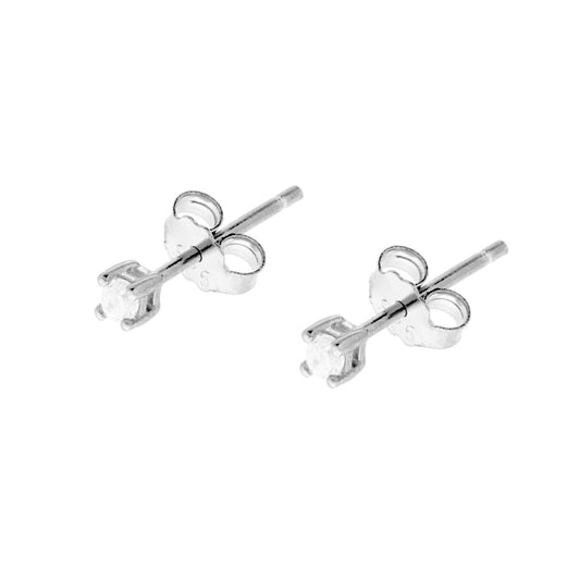Orecchini Punto Luce Tondo con Zircone Bianco mm 2 in ARGENTO 925 Galvanica Rodio
