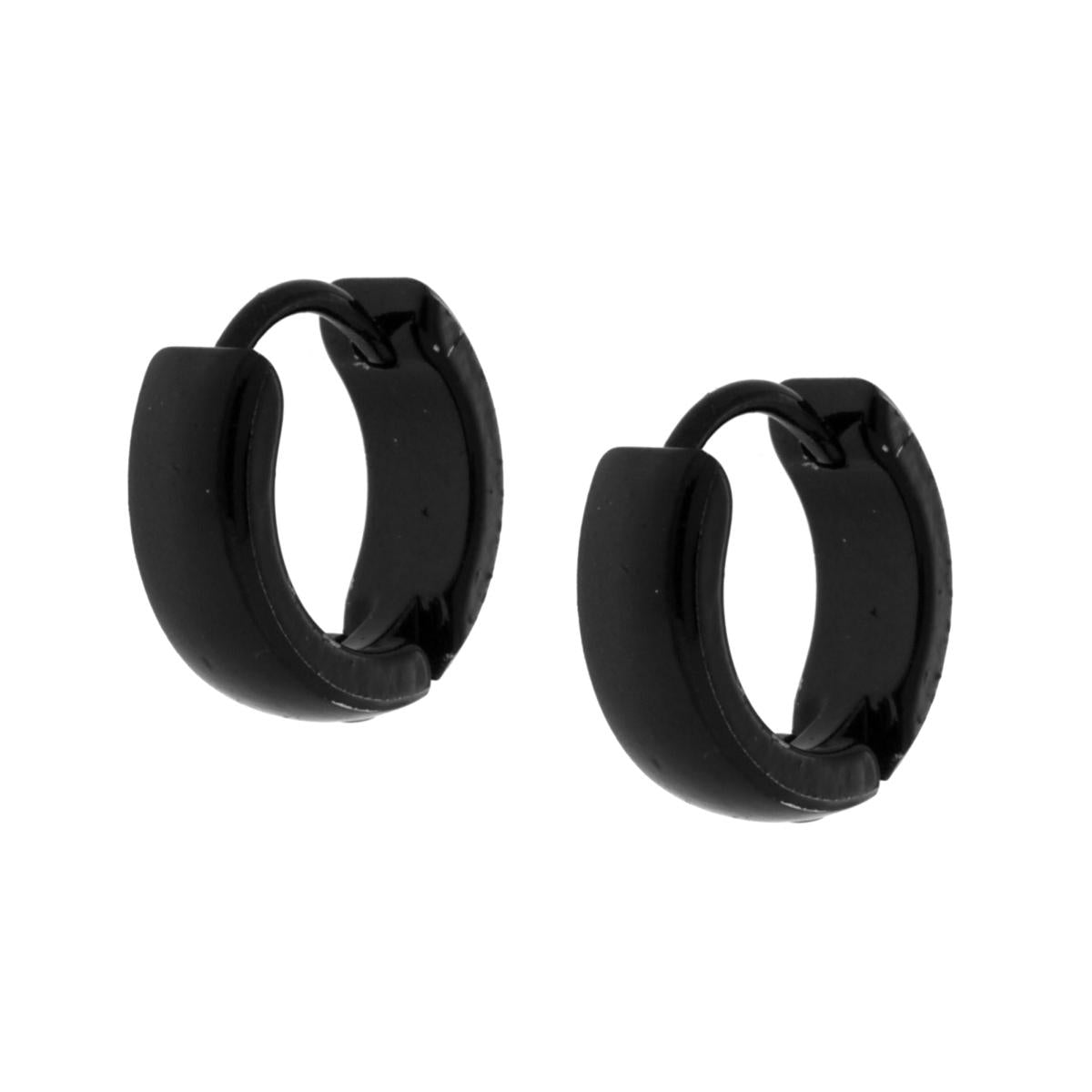 Orecchini Cerchio Nero mm 13 in ACCIAIO