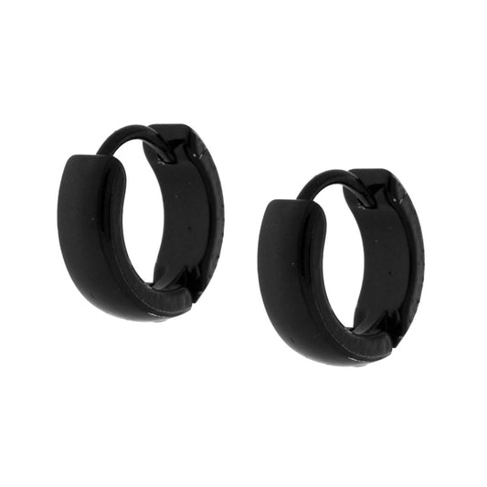 Orecchini Cerchio Nero mm 13 in ACCIAIO