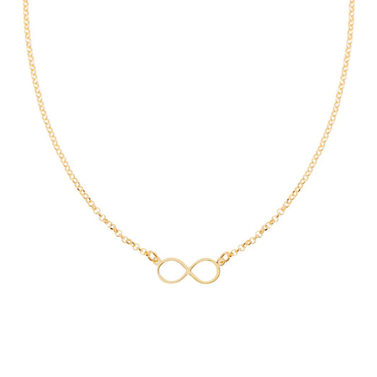 Collana Catena Rolo Diamantata con Infinito in ARGENTO 925 Galvanica Oro