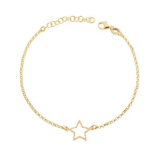 Bracciale Catena Rolo Diamantata con Stella in ARGENTO 925 Galvanica Oro