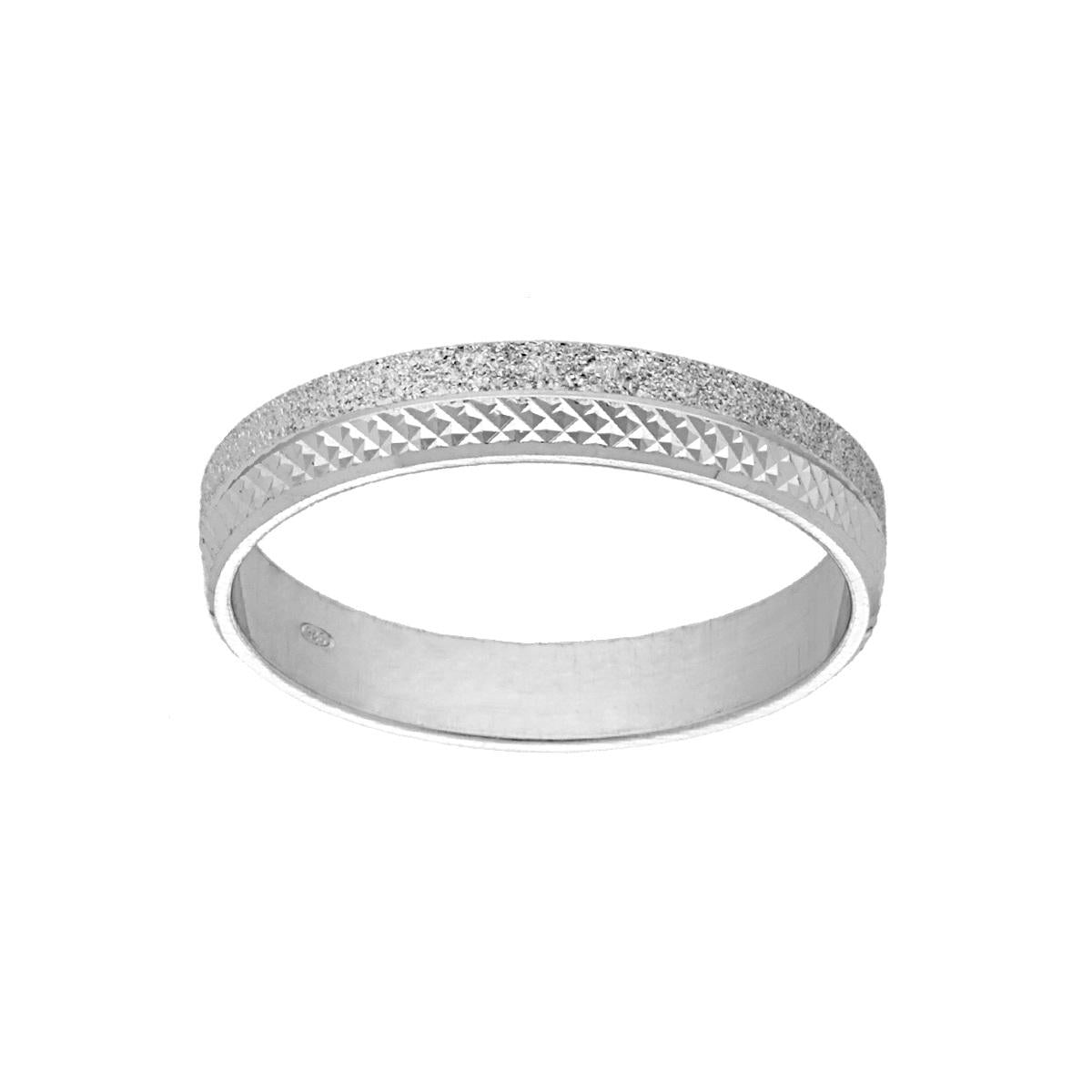 Anello Fedina di Fidanzamento Lui e Lei Diamantata in ARGENTO 925 Galvanica Rodi