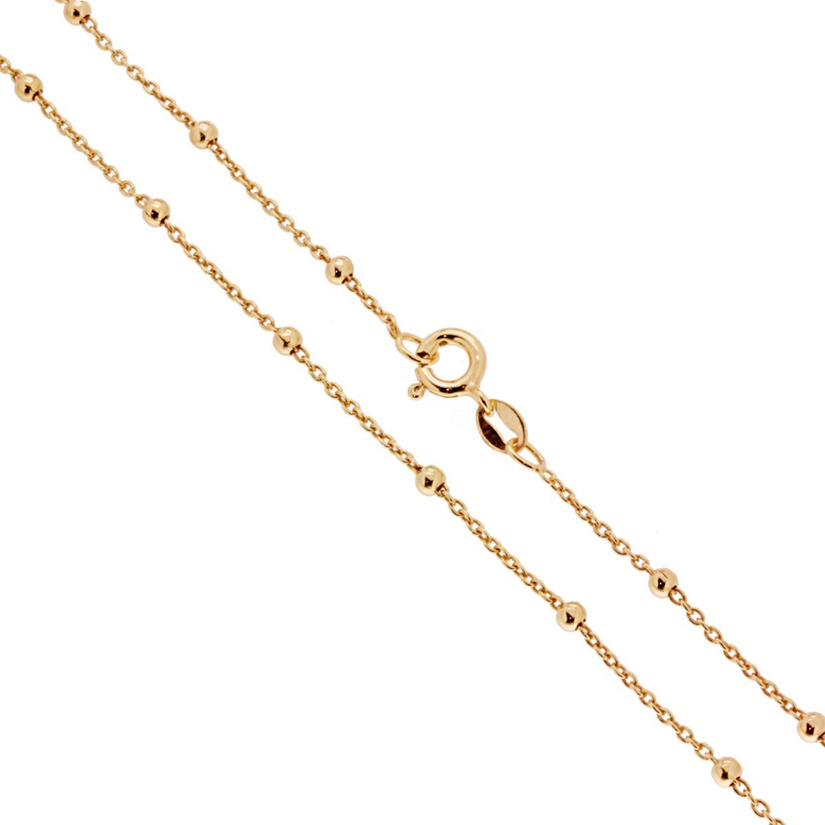 Catena Forzatina 035 sezione mm 1.2 alternata a Palline Lisce mm 2.5 lunghezza cm 100 in ARGENTO 925 Galvanica Oro