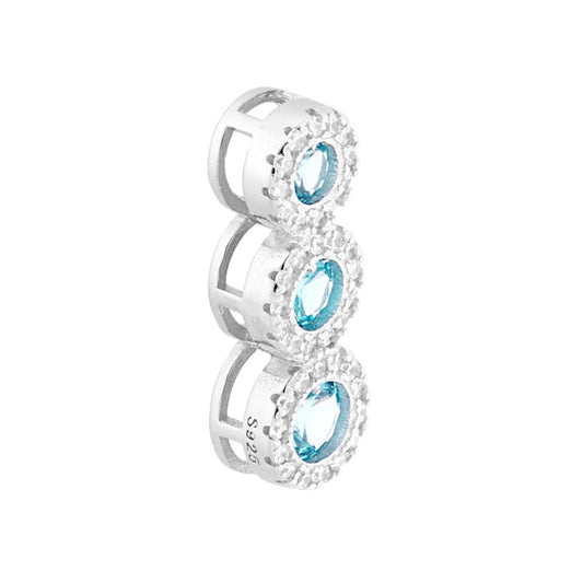 Ciondolo Trilogy Acquamarina contornato da Zirconi Bianchi in ARGENTO 925 Galvanica Rodio
