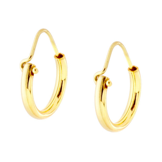 Orecchini a Cerchio Liscio diametro mm 15 con canna tonda spessore mm 2,2 in ARGENTO 925 Galvanica Oro