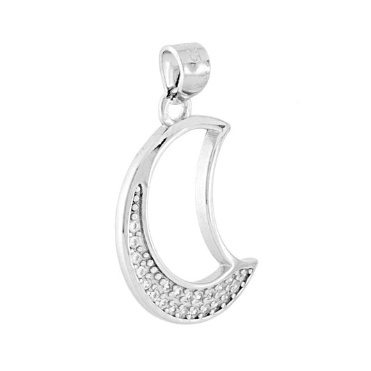 Ciondolo Luna con Zirconi Bianchi in ARGENTO 925 Galvanica Rodio