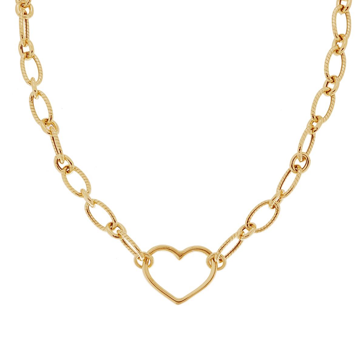 Collana Catena Forzatina con Cuore in ARGENTO 925 Galvanica Oro