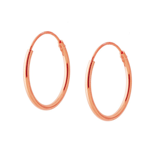 Orecchini Cerchio mm 16 con Canna tubolare liscia mm 1,2 in ARGENTO 925 Galvanica Rosa