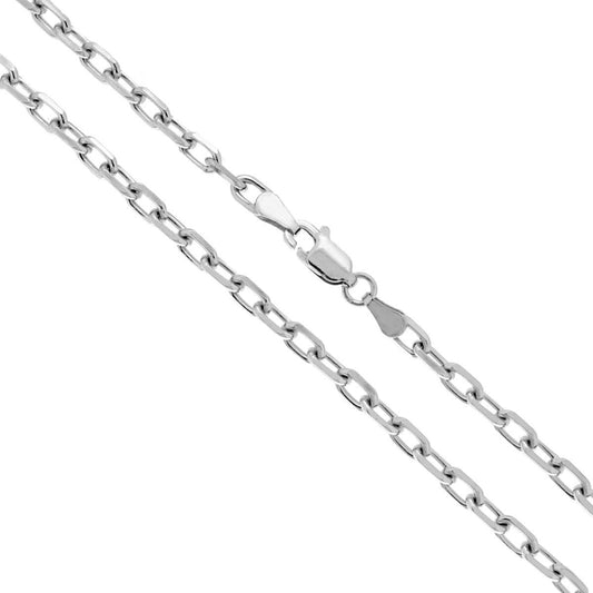 Catena Forzatina Rada Diamantata sezione mm 3.5 lunghezza cm 60 in ARGENTO 925 Galvanica Rodio