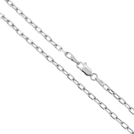 Catena Forzatina Rada Diamantata cm 60 sezione mm 2.9 in ARGENTO 925 Galvanica Rodio