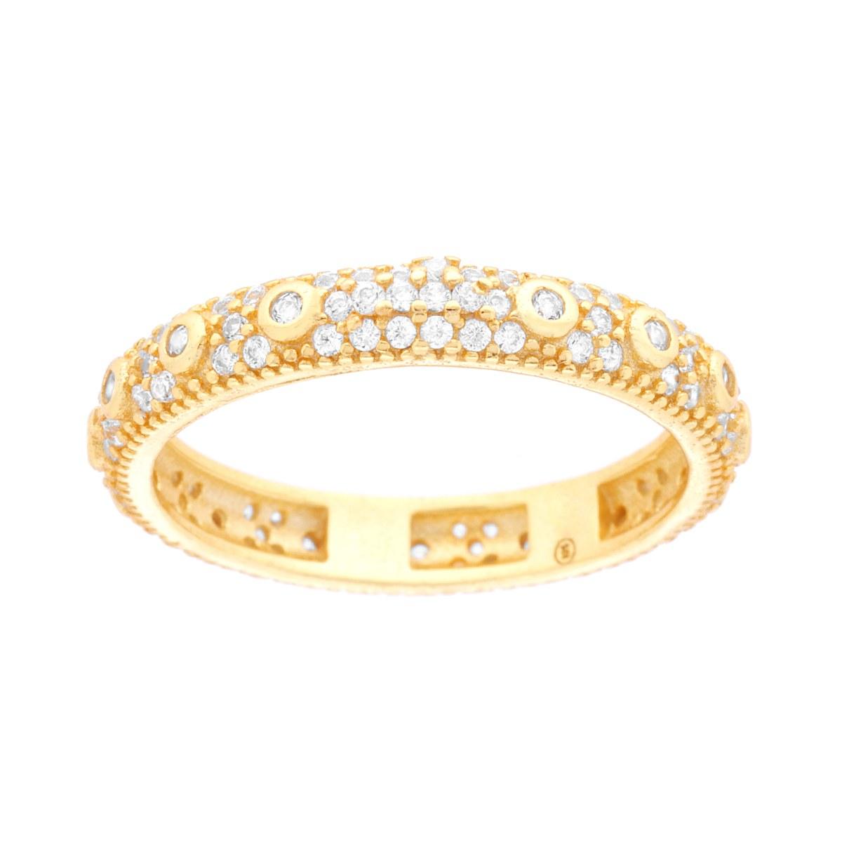 Anello Rosario con Croce e Zirconi Bianchi in ARGENTO 925 Galvanica Oro