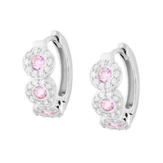 Orecchini Cerchio Trilogy Rosa contornato da Zirconi Bianchi in ARGENTO 925 Galvanica Rodio