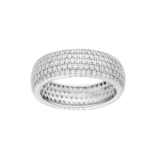 Anello Eternity modello Fascia con Cubic Zirconia Bianchi in ARGENTO 925 Galvanica Rodio