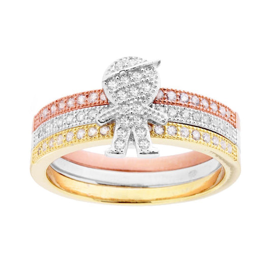 Anello veretta Eternity tre colori Famiglia figlio Bimbo con Zirconi Bianchi in ARGENTO 925 Galvanica Rodio Oro e Rosa