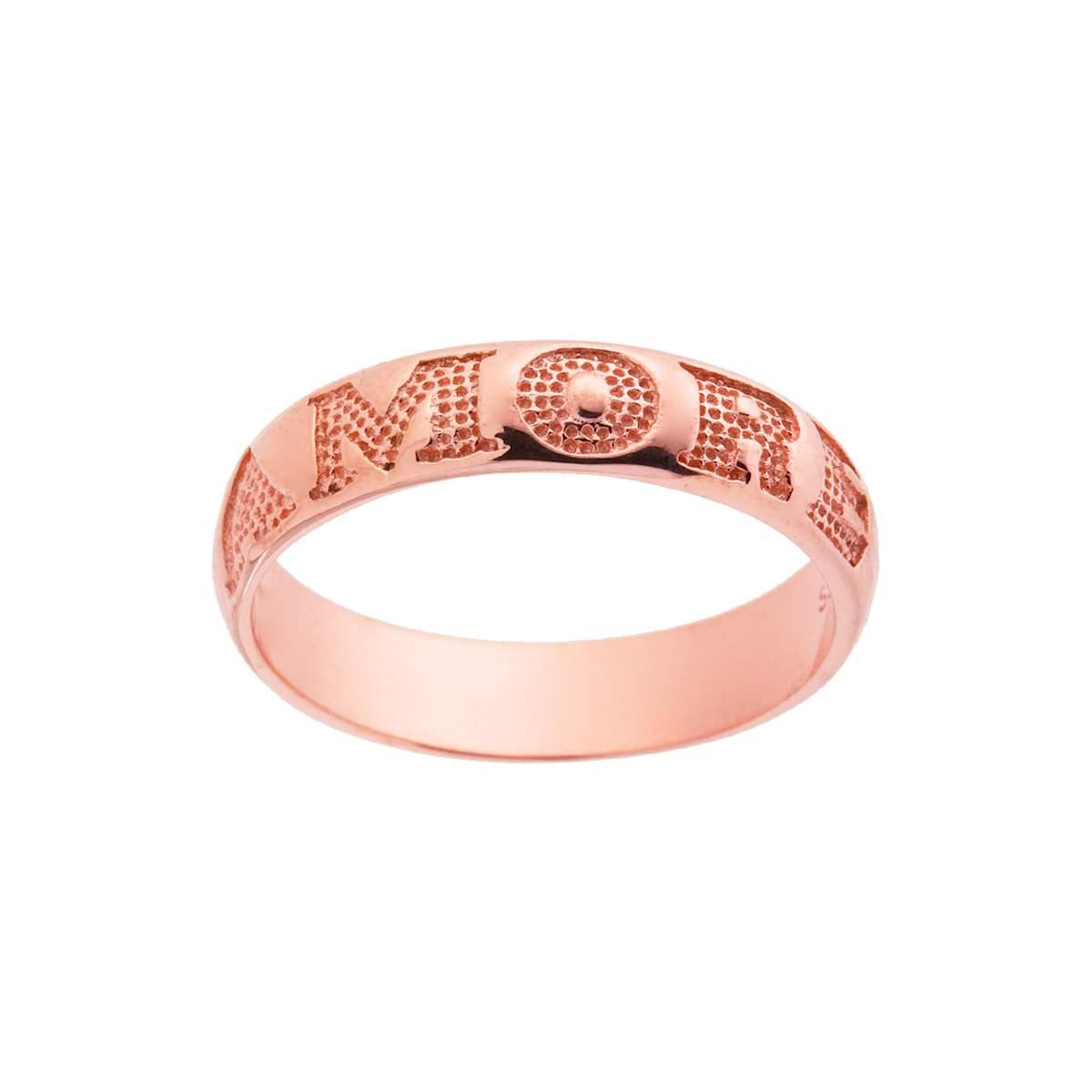 Anello Fede con Scritta Amore in ARGENTO 925 Galvanica Rosa