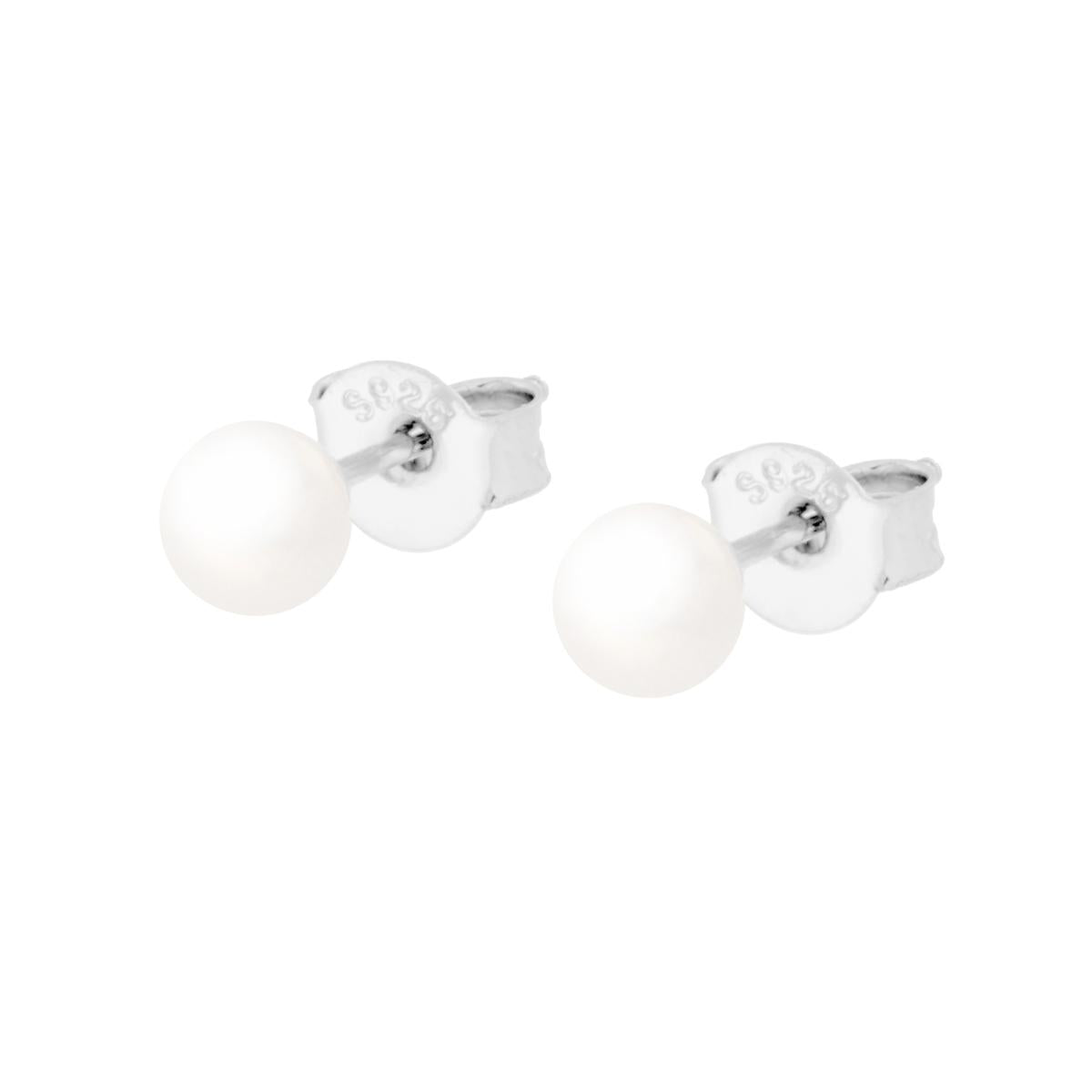 Orecchini Perla mm 4 in ARGENTO 925 Galvanica Rodio
