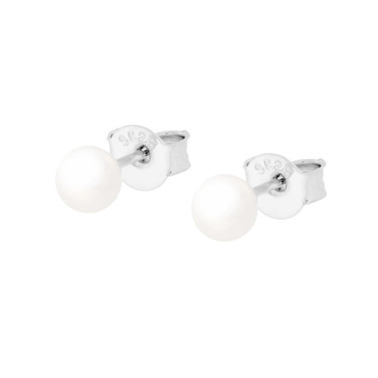 Orecchini Perla mm 4 in ARGENTO 925 Galvanica Rodio