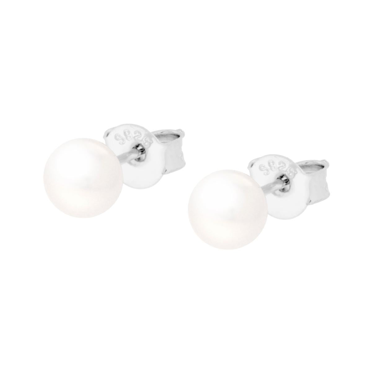 Orecchini Perla mm 5 in ARGENTO 925 Galvanica Rodio