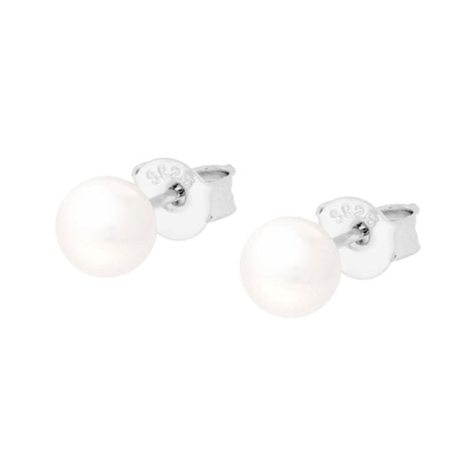 Orecchini Perla mm 5 in ARGENTO 925 Galvanica Rodio