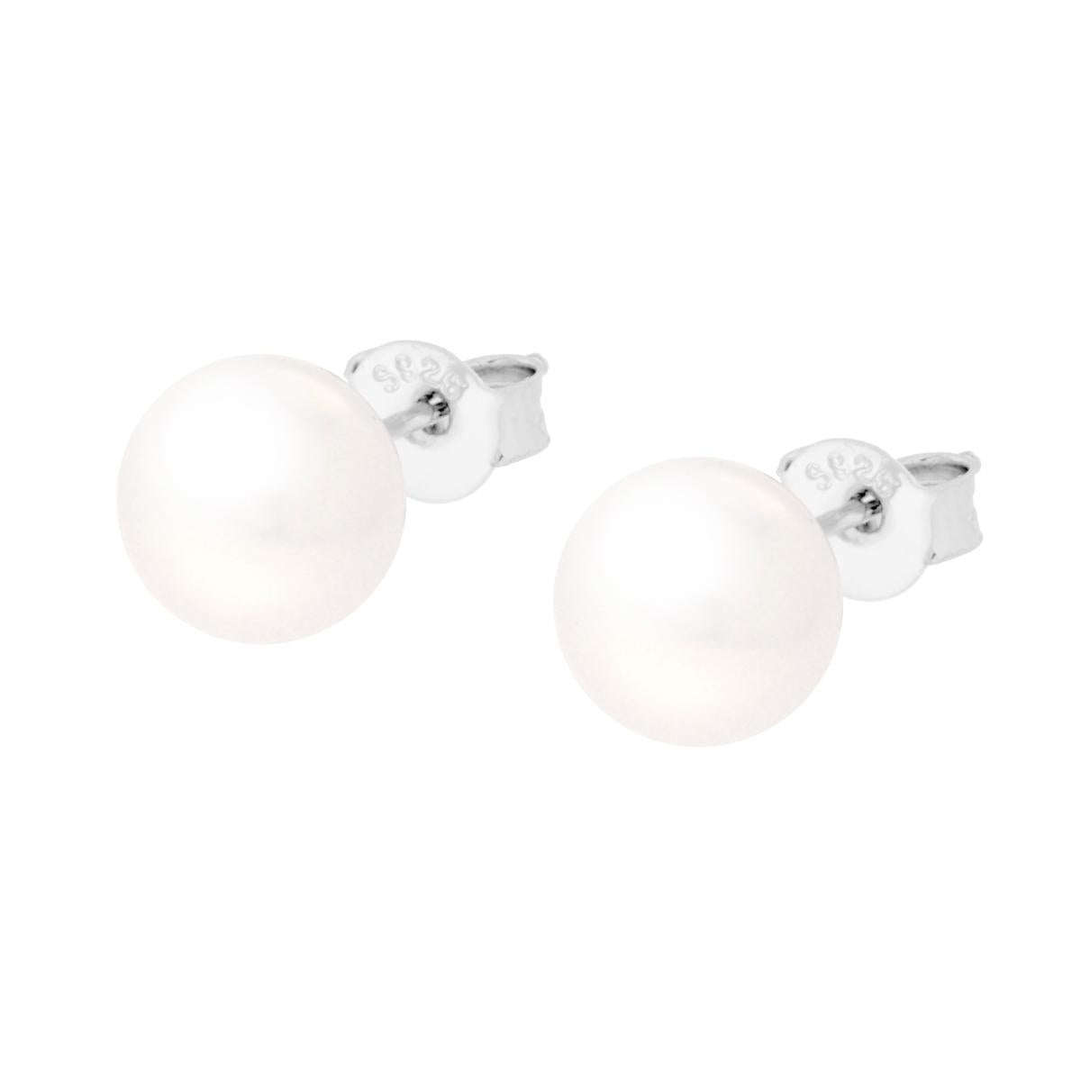 Orecchini Perla mm 7 in ARGENTO 925 Galvanica Rodio