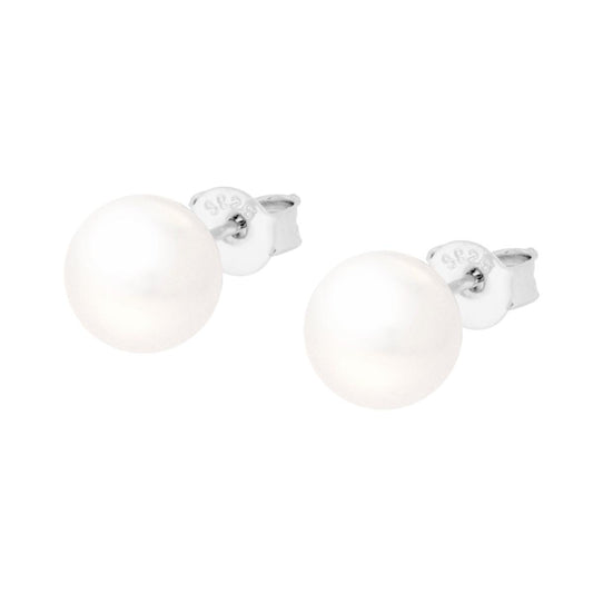 Orecchini Perla mm 7 in ARGENTO 925 Galvanica Rodio