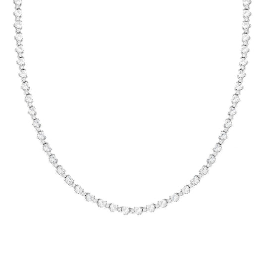 Collana Tennis Griffe cm 42 a Cuori con Cubic Zirconia Bianchi in ARGENTO 925 Galvanica Rodio