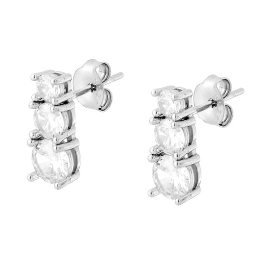 Orecchini Trilogy con Cubic Zirconia Bianchi Degrade' in ARGENTO 925 Galvanica Rodio