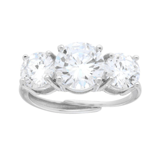 Anello Trilogy con Cubic Zirconia Bianchi mm 6 e 8 in ARGENTO 925 Galvanica Rodio