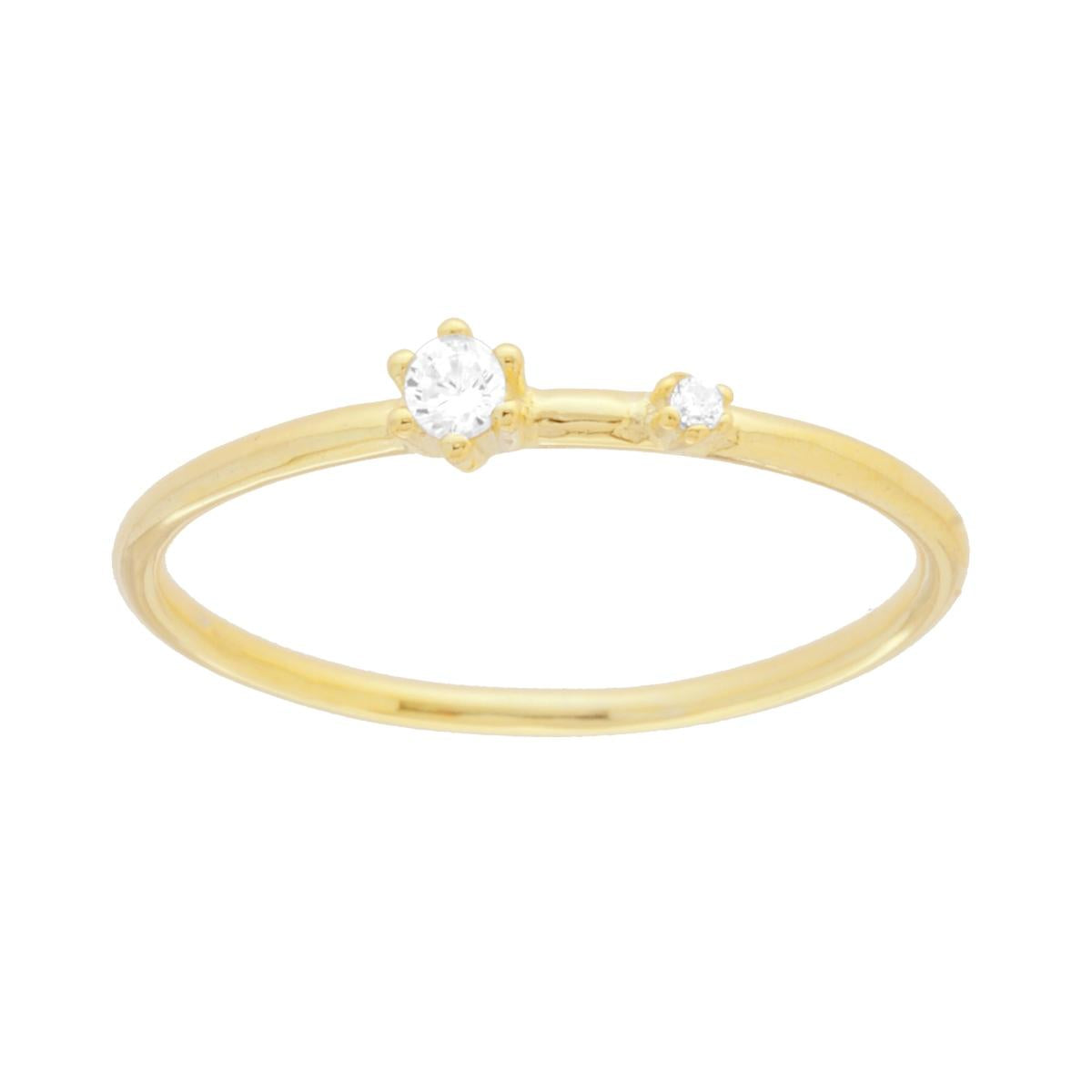 Anello Solitario con Cubic Zirconia Bianco in ARGENTO 925 Galvanica Oro