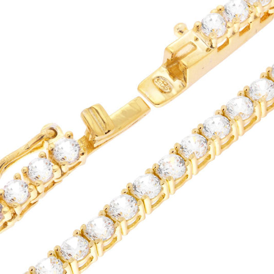 Collana Tenni Griffe cm 50 con Zirconi 2.5 mm Bianchi in ARGENTO 925 Galvanica Oro
